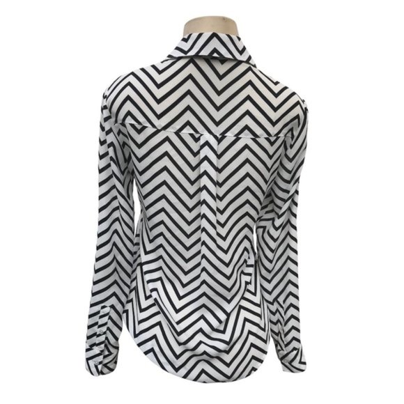 Original Fit Black & White Chevron Portofino Shirt - Picture 3 of 7
